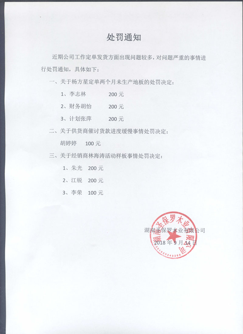 处罚通知